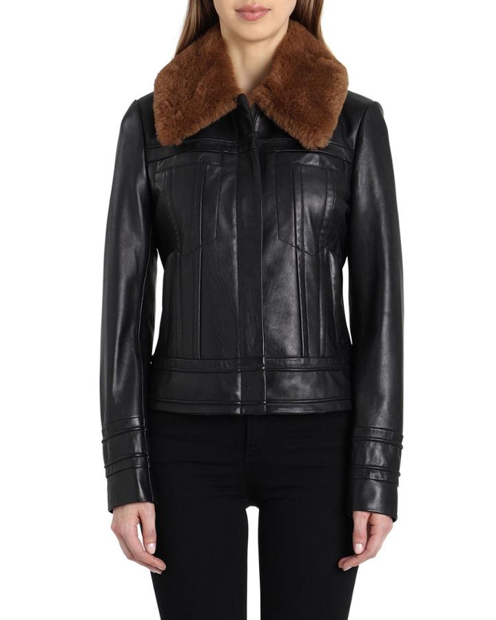Gracie Leather Jacket W/ Shearling Collar