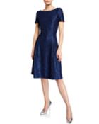Sparkle Sequin Bateau-neck Pleated Cocktail Dress