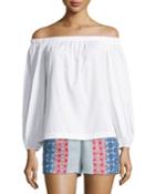 Off-the-shoulder Flyaway-back Top, White