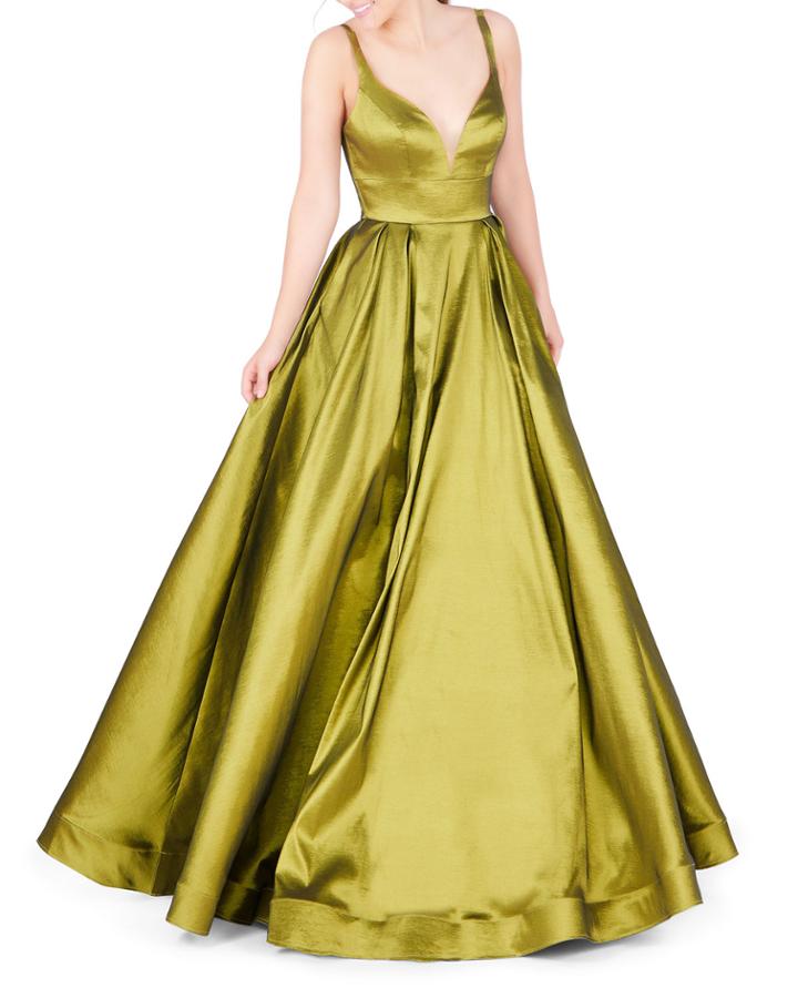 V-neck Sleeveless Empire-waist Ball Gown