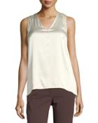 Satin V-neck High-low Tank Top
