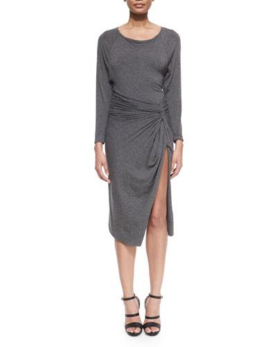 Bateau-neck Split-skirt Dress