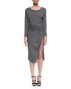 Bateau-neck Split-skirt Dress