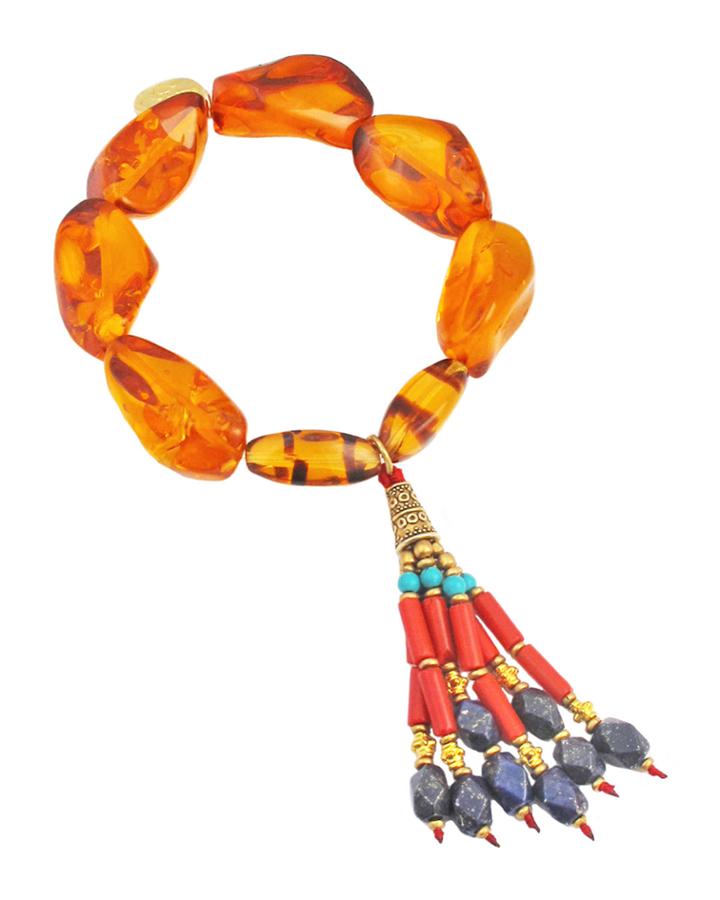 Amber Stretch Bracelet W/ Tassel