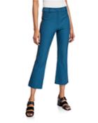 Cropped Flare Trousers With Ribbed Trim