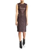 Sleeveless Leather Crewneck Dress