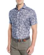 Men's Coastal Cliffs Floral Chambray Short-sleeve