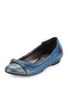 Bryant Park Leather Skimmer Flat, Blue Jeans Glimmer