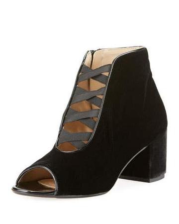 Carina Velvet Open-toe Bootie, Black