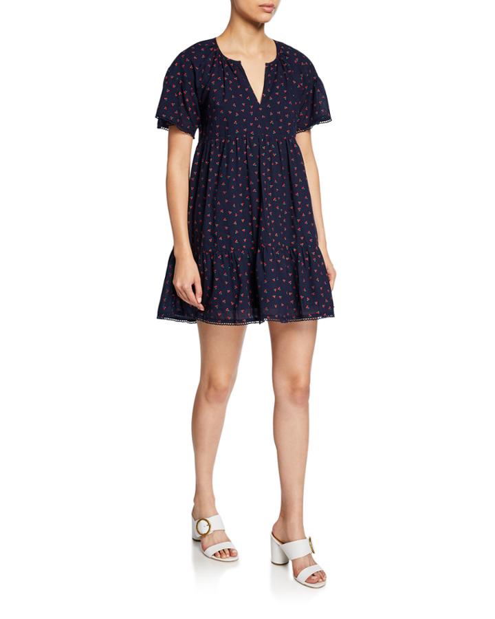 Gianna Cherry-print Ruffle Dress