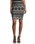 Garzata Pencil Skirt, Black/white