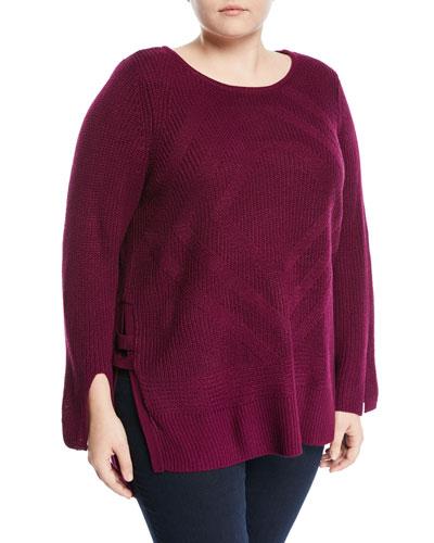 Side-slit Pullover Sweater,