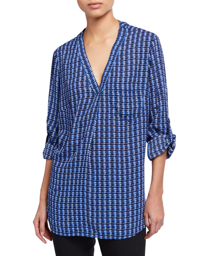 Plus Size Roll Tab-sleeve Top
