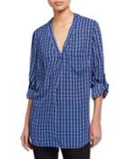 Plus Size Roll Tab-sleeve Top