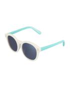 Two-tone Round Plastic Sunglasses, Turquoise