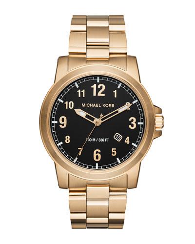 43mm Paxton Men's Oversized Stainless Steel Watch, Gold