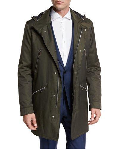 Denny Twill 3/4-length Water-repellant Parka, Olive