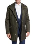 Denny Twill 3/4-length Water-repellant Parka, Olive