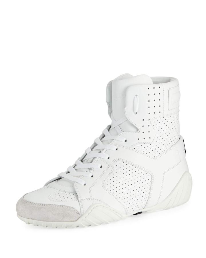 D Fence Perforated High-top Sneakers, White