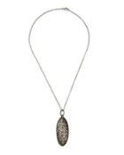 Pave Diamond Elongated Oval Pendant Necklace