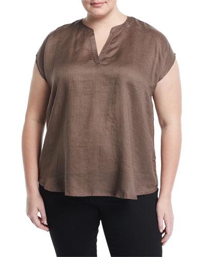 Sleeveless Linen Shirt,