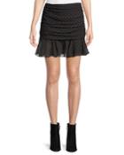 Millie Ruched Dot-print Silk Georgette