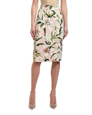 Lily Print Cady Tubino Pencil