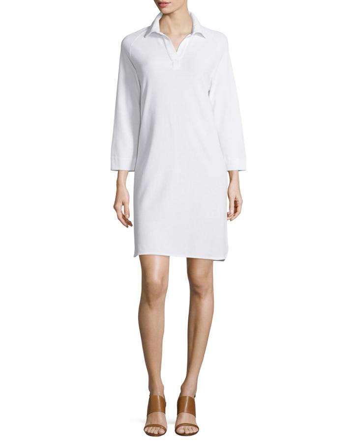 3/4-sleeve Shirttail Pique Dress