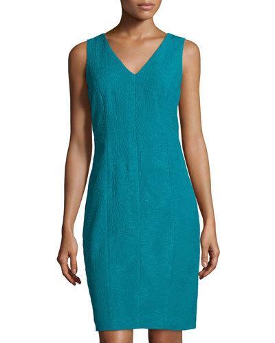 Geneva Jacquard Sheath Dress, Dragonflly
