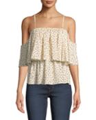Lilly Tiered Floral Cold-shoulder Blouse