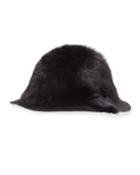 Arden Fox-fur Wide-brim Hat, Black