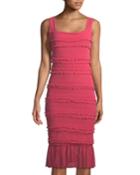 Solid Ruffle-trim Sleeveless Dress