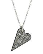 Rhodium-tone Crystal Heart Pendant Necklace