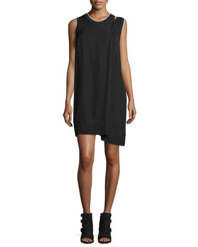 Abby Sleeveless Crepe Mini Dress, Black