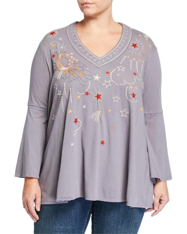 Plus Size Calisto Embroidered Cotton