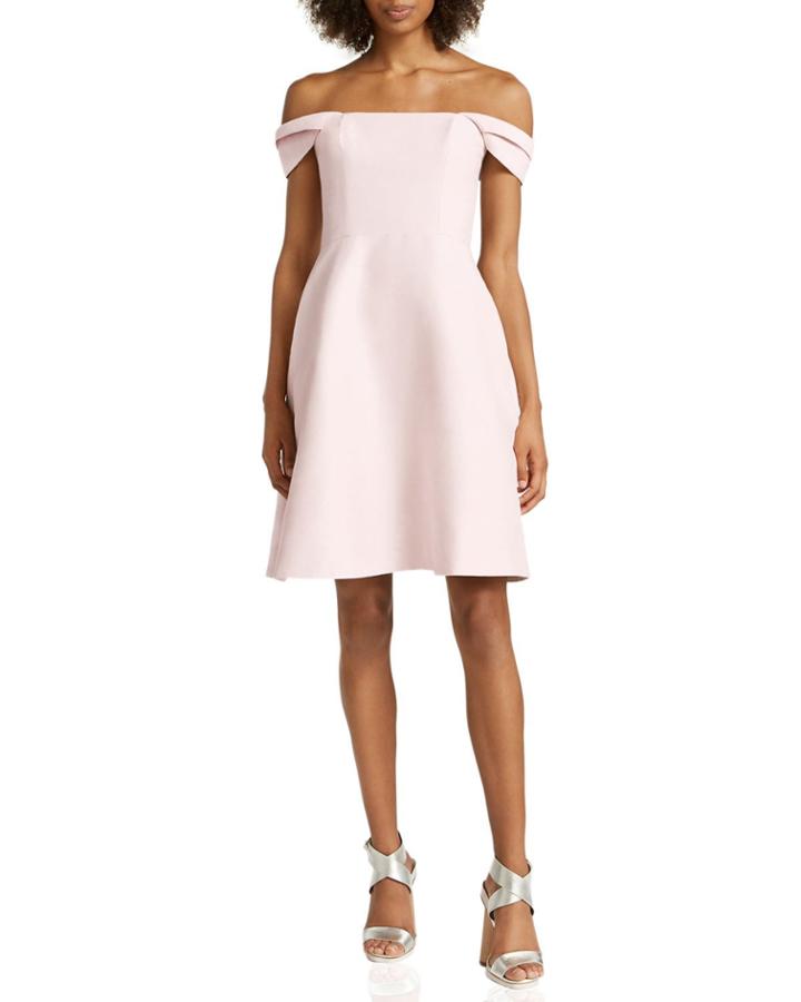 Off-the-shoulder Silk Faille Cocktail Dress