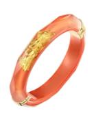 24k Gold Leaf Thin Faceted Hinged Bangle,