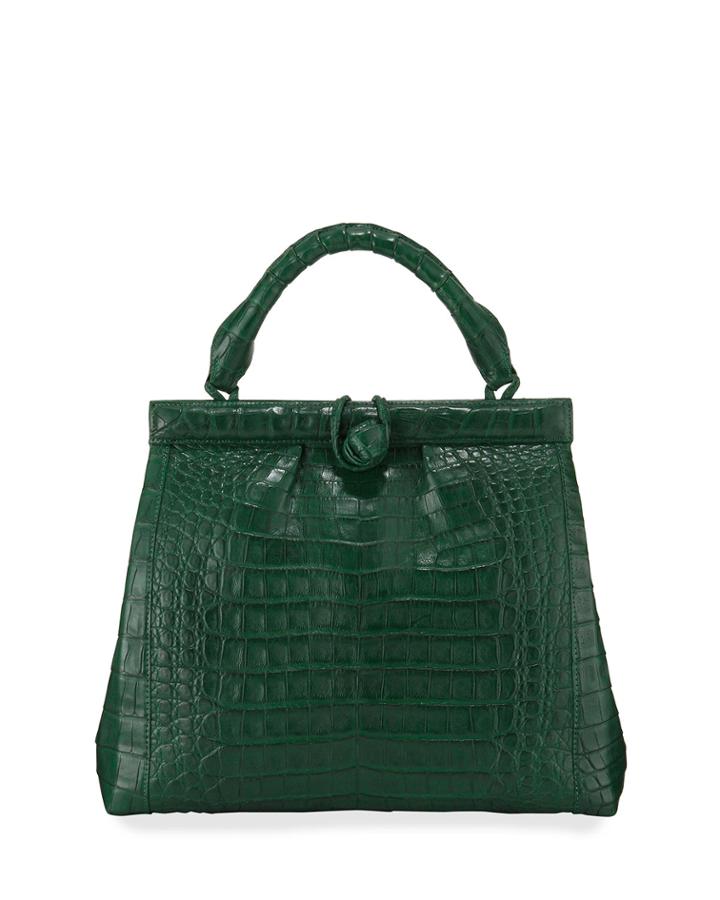 Crocodile Medium Notch And Loop Top Handle Bag
