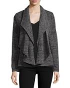 Cascade Draped Long-sleeve Jacket, Black/white