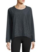 High-low Embellished Pullover Sweater, Charcoal