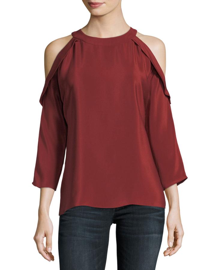 Vivica Silk Crepe Cold-shoulder Top
