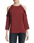 Vivica Silk Crepe Cold-shoulder Top