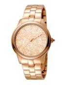 36mm Glam Chic Glitter Bracelet Watch, Rose Golden