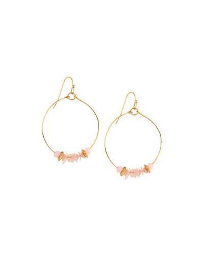 Golden Hoop Drop Earrings W/ Glass Chips,