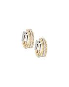 14k Two-tone Twisted Diamond Hoop Earrings