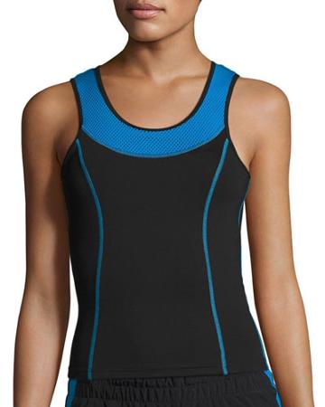 Mesh-inset Performance Tank, Blue/black