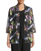 Plus Size Leading Lady Bracelet-sleeve Floral-embroidered