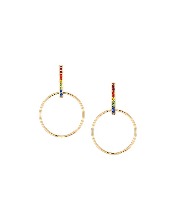 Rainbow Crystal Hoop Drop Earrings