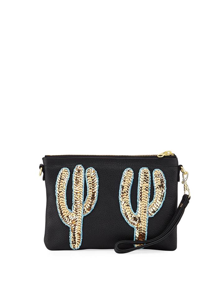 Duo Gold Cacti Clutch Bag, Black
