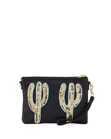 Duo Gold Cacti Clutch Bag, Black